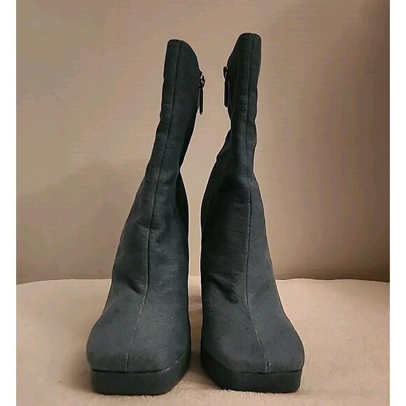 Cape Robbin Trudy Boot Size 8 1/2 Blue Denim Chunky Heel Mid-calf Square Toe Zip - Picture 13 of 13